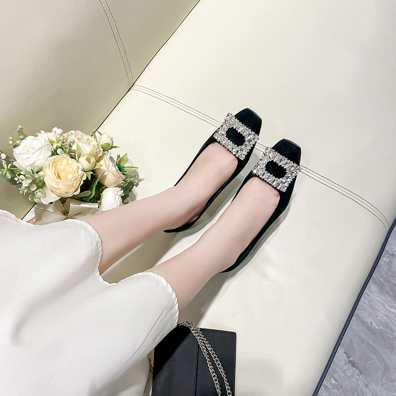 Women's Buckle Toe High Stiletto Spring Suede Casual Shoes