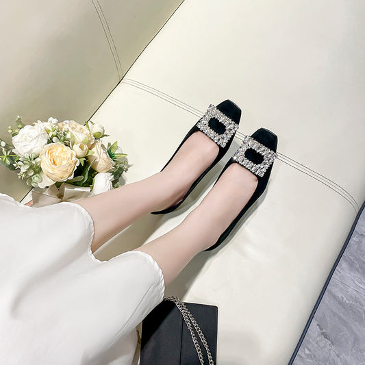 Women's Buckle Toe High Stiletto Spring Suede Casual Shoes