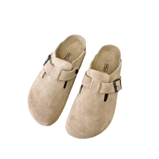 Women's Matte Real Cork Thick Bottom Slip-on Sandals