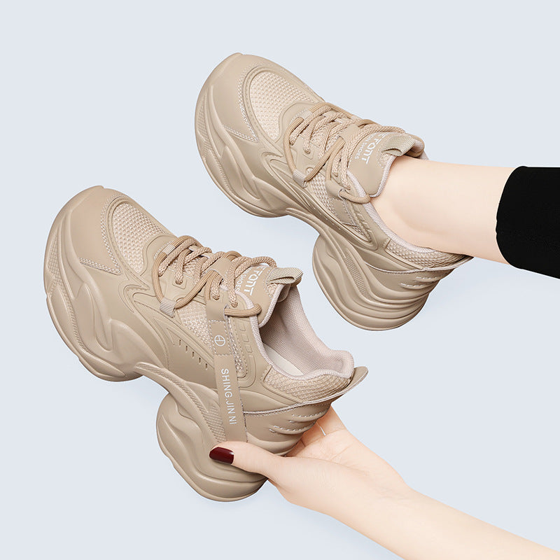 Women's Black Daddy Height Increasing Four Travel Sneakers