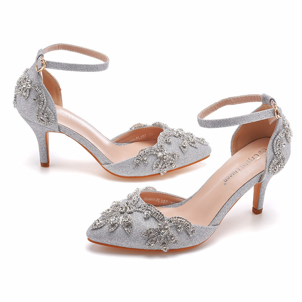Plus Size Stiletto Pointed Toe Rhinestone High Heels