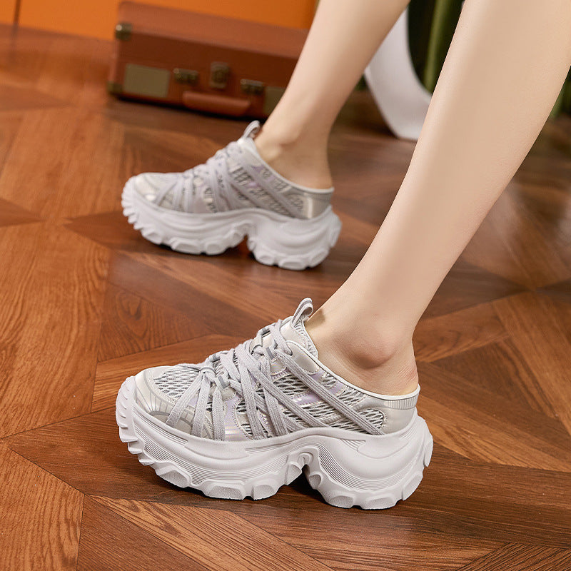 Women's Dad Summer Breathable Mesh Height Increasing Insole Toe Box Sandals