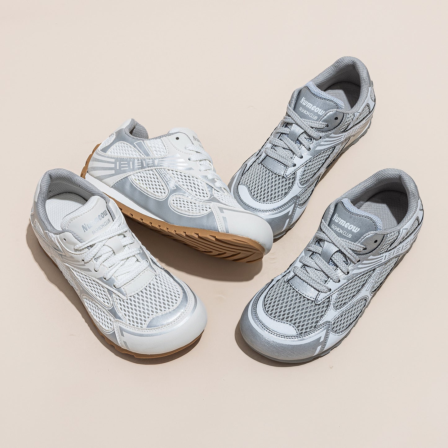 Women's White Summer Mesh Breathable Genuine Elevator Casual Shoes