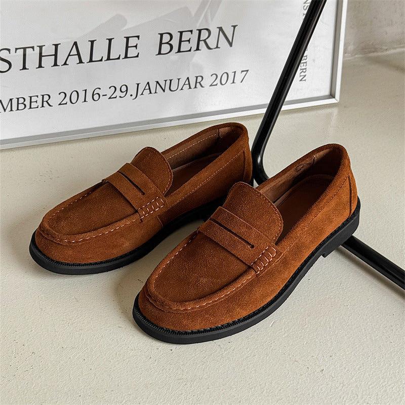 Women's & Men's Commuter Niche Soft Bottom Retro Brown Loafers