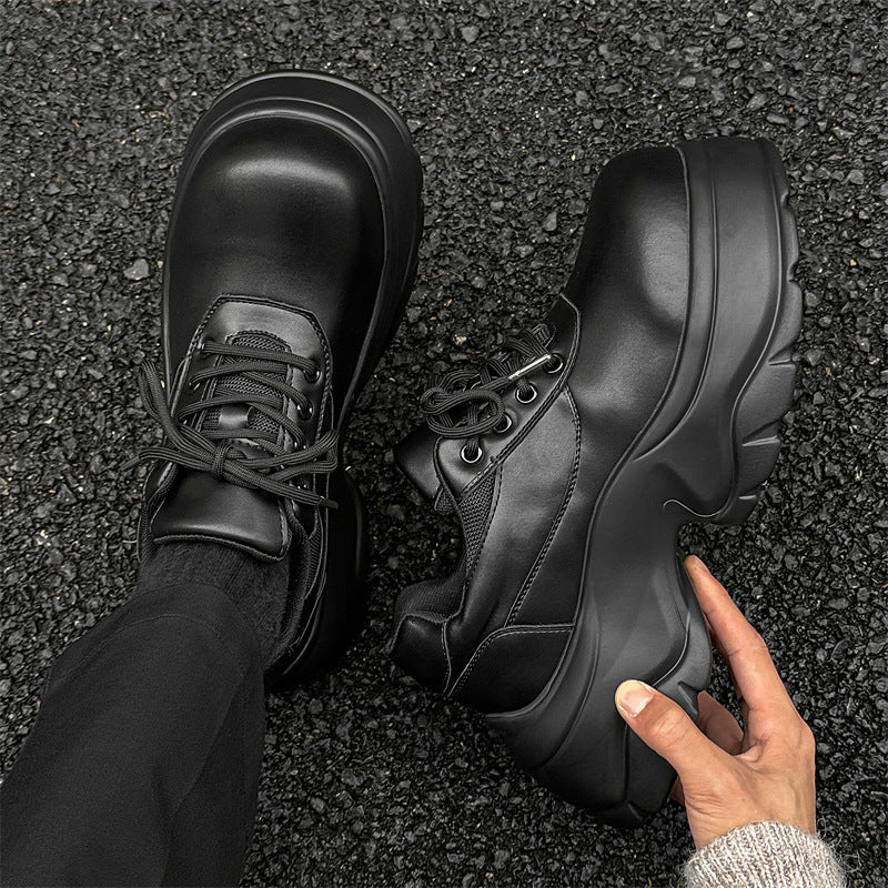 Men's Tide Leisure College Style Thick Bottom British Leather Shoes