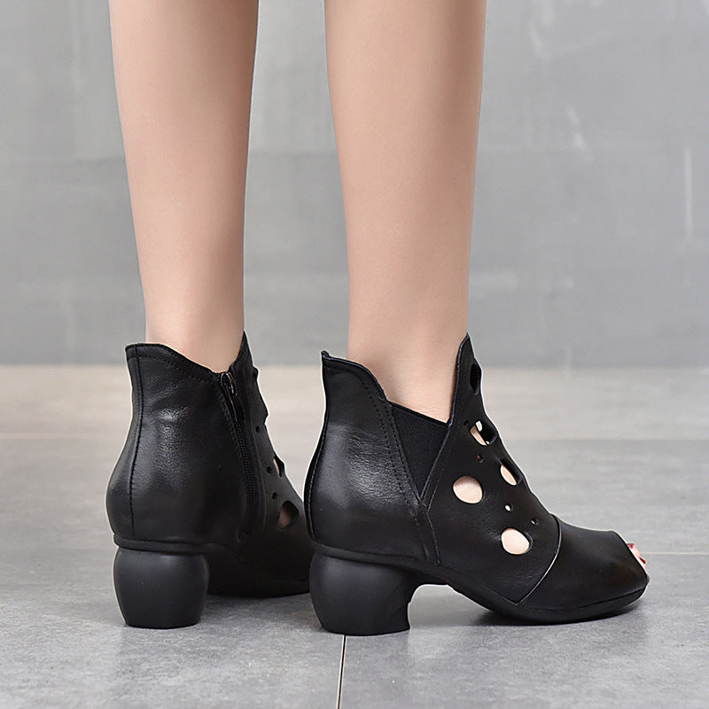 Women's Pairs Of High Genuine Hole Roman Sandals