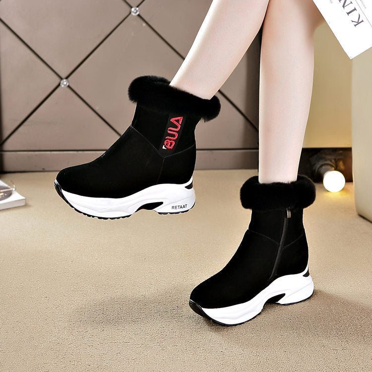 Women's Wedge Plus Veet Cotton Height Increasing Snow Boots