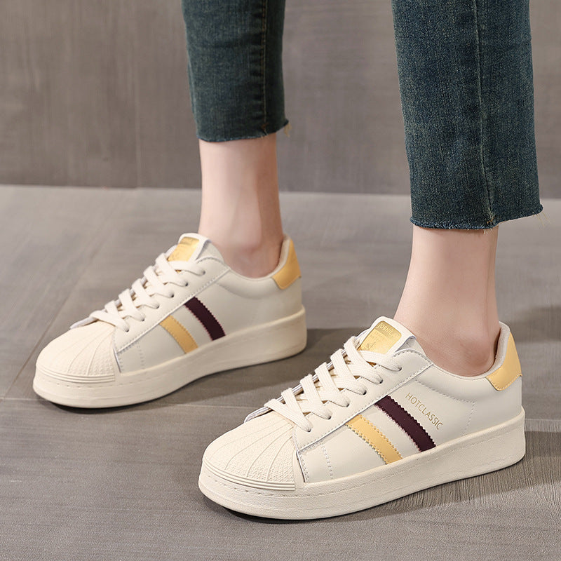 Women's Thick Bottom Shell Head White Spring Lightweight Exercise Women's Casual Shoes