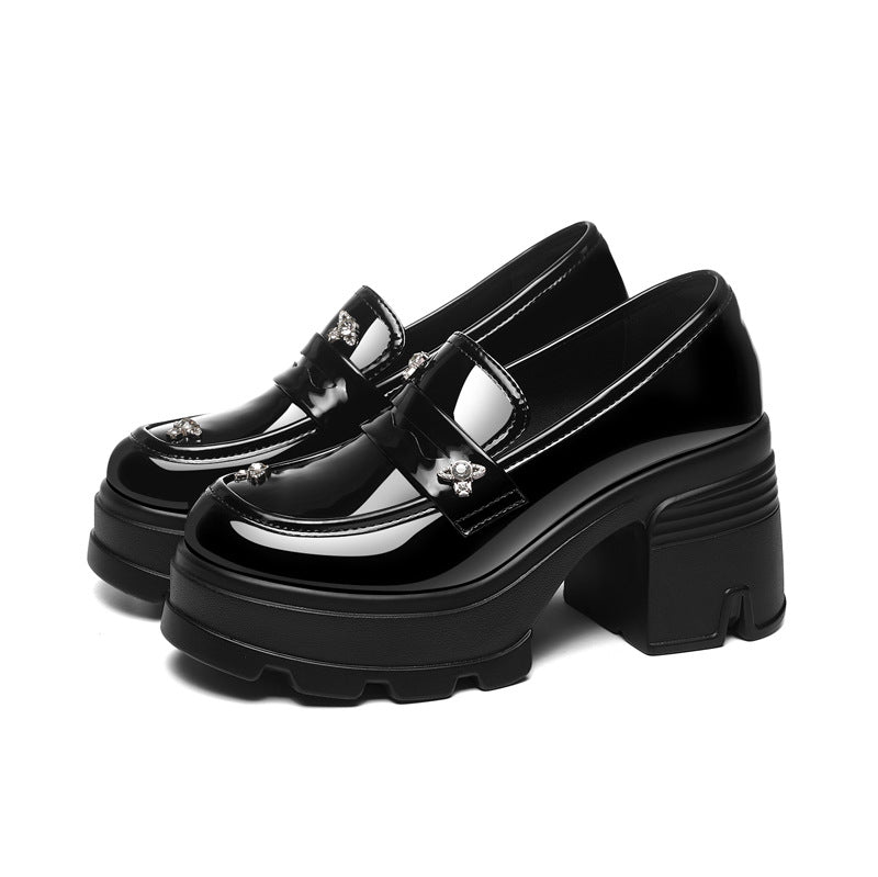 Women's British Style Small Muffin Height Increasing Loafers