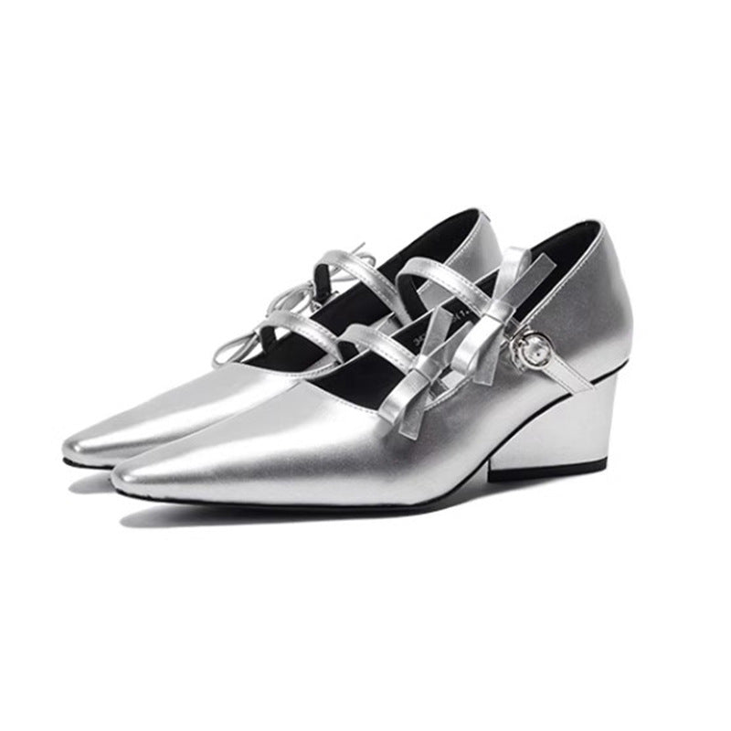 Women's Black High French Platform Mary Jane Casual Shoes