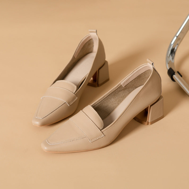 Women's Square Toe Comfortable Soft Pumps Commuter Outer Wear Deep Women's Fashion Shoes