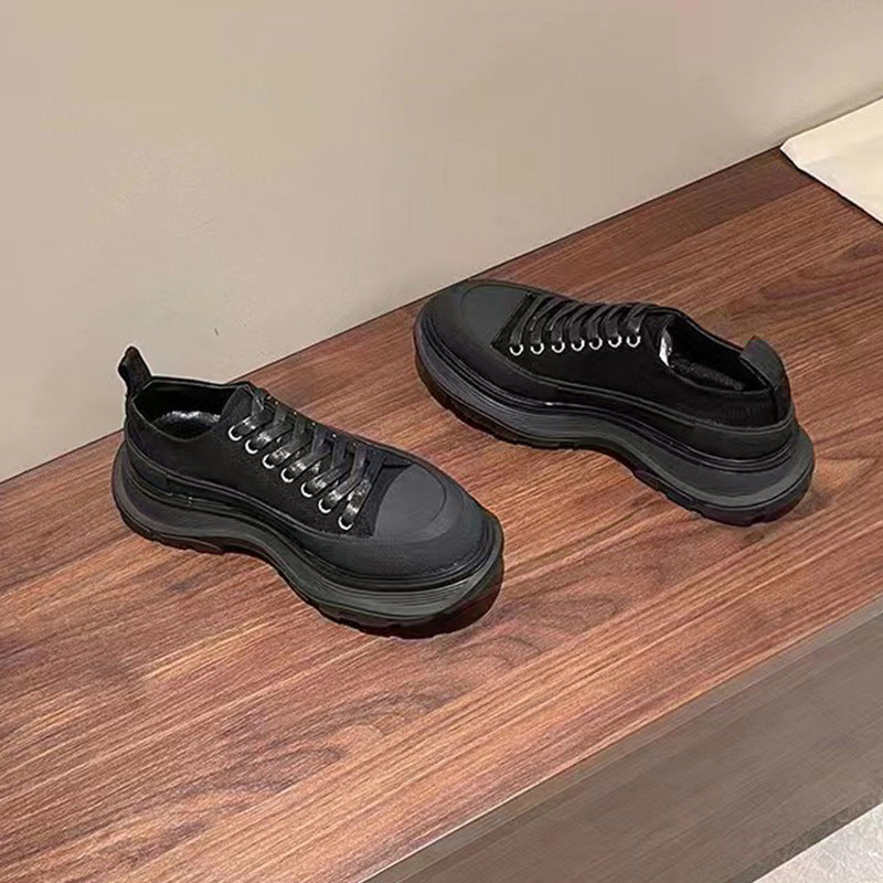 Women's & Men's Elevator Wild Sports Dad Muffin Platform Canvas Shoes
