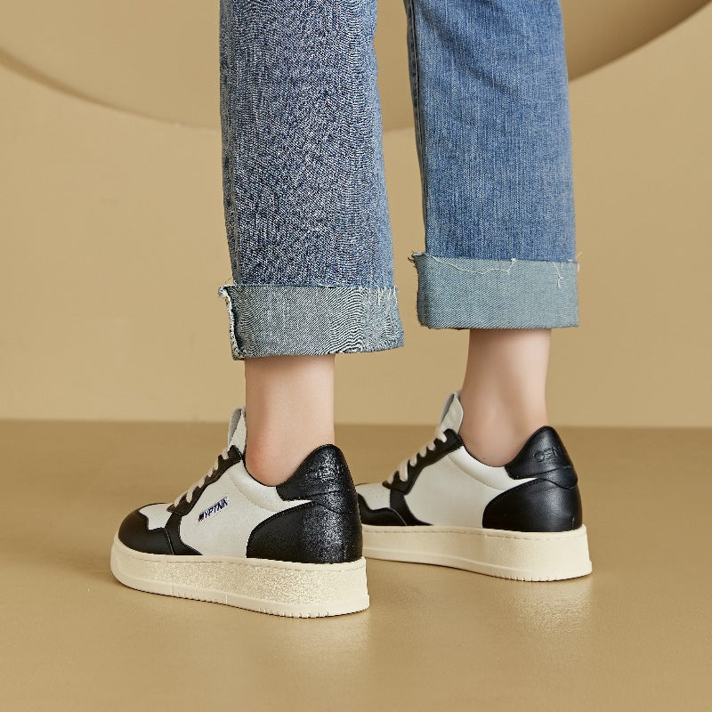 Women's Height Increasing Insole Genuine Breathable White Autumn Sports Thick Sneakers