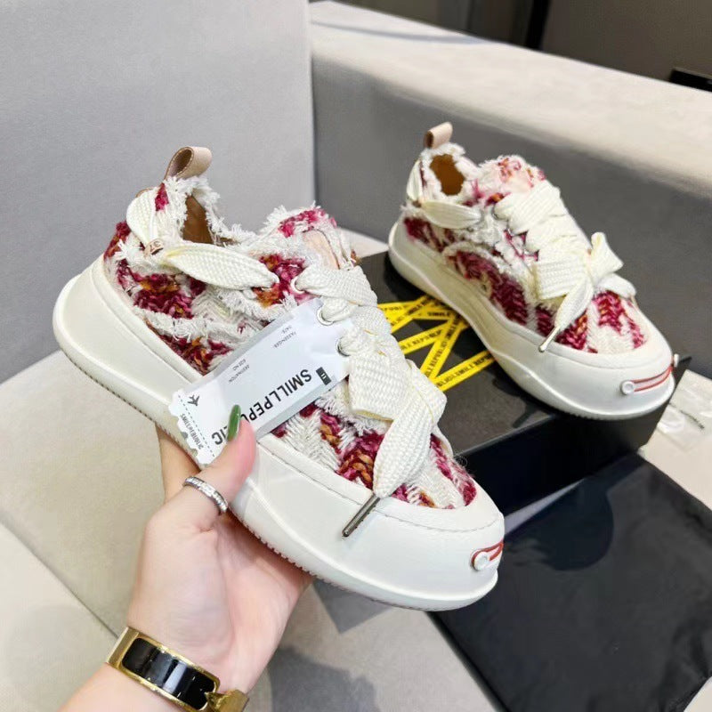 Women's & Men's Smiling Platform With Smile Face Half Canvas Shoes