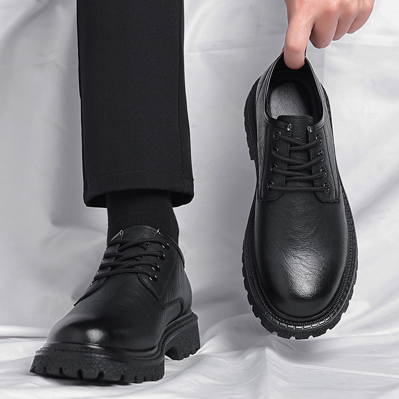 Men's Retro Business Platform Big Head British Leather Shoes