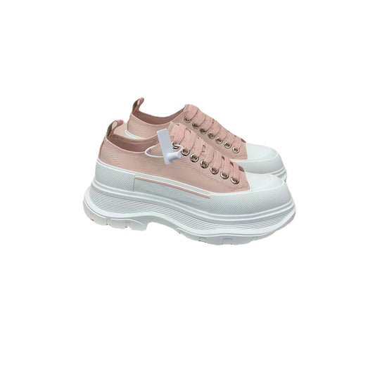 Women's High Version White Platform Thick Bottom Dad Canvas Shoes