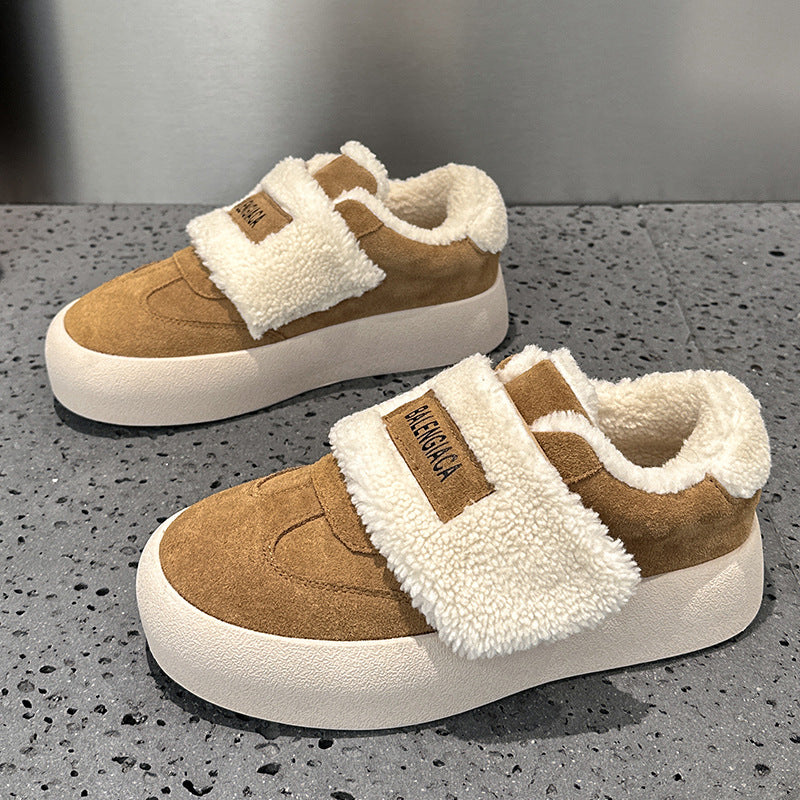 Women's Velcro Fleece-lined Outer Wear Warm Winter Thick-soled Bread Snow Boots