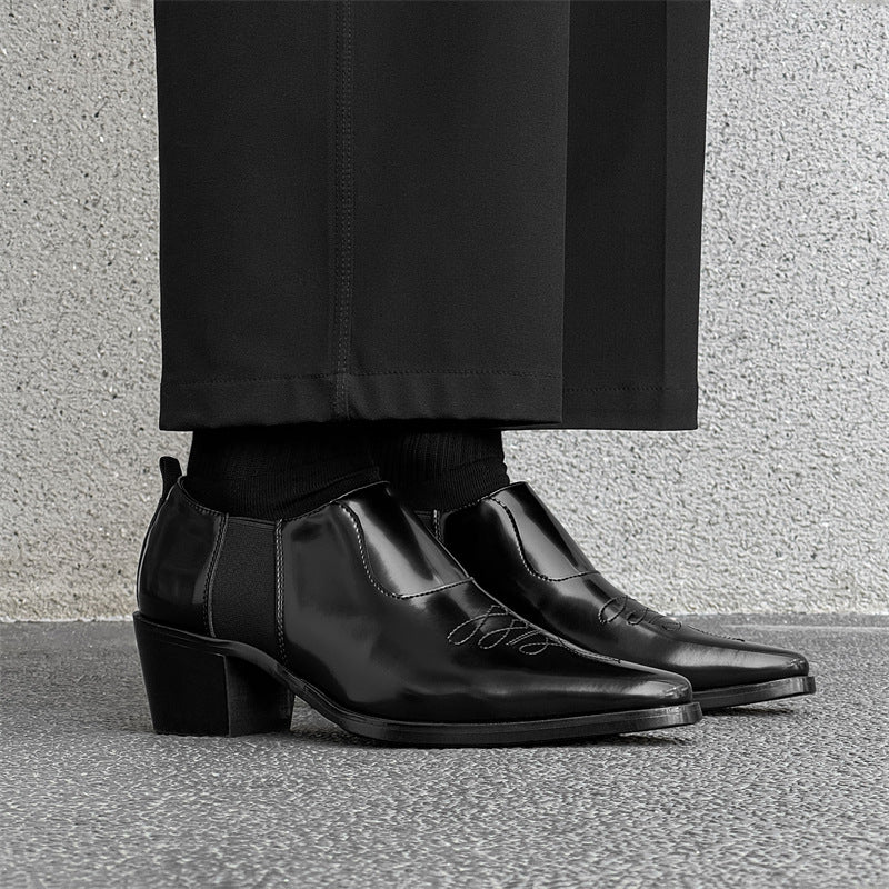 Black Slip-on High French Skinny Chelsea Boots