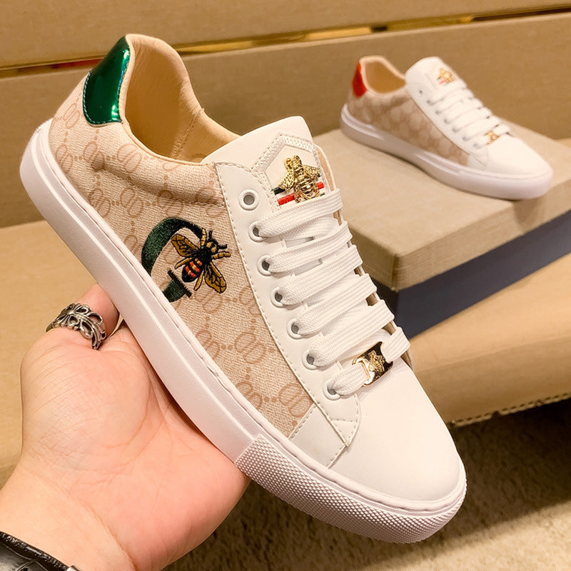 Women's & Men's Little Bee White Board High Version Sneakers