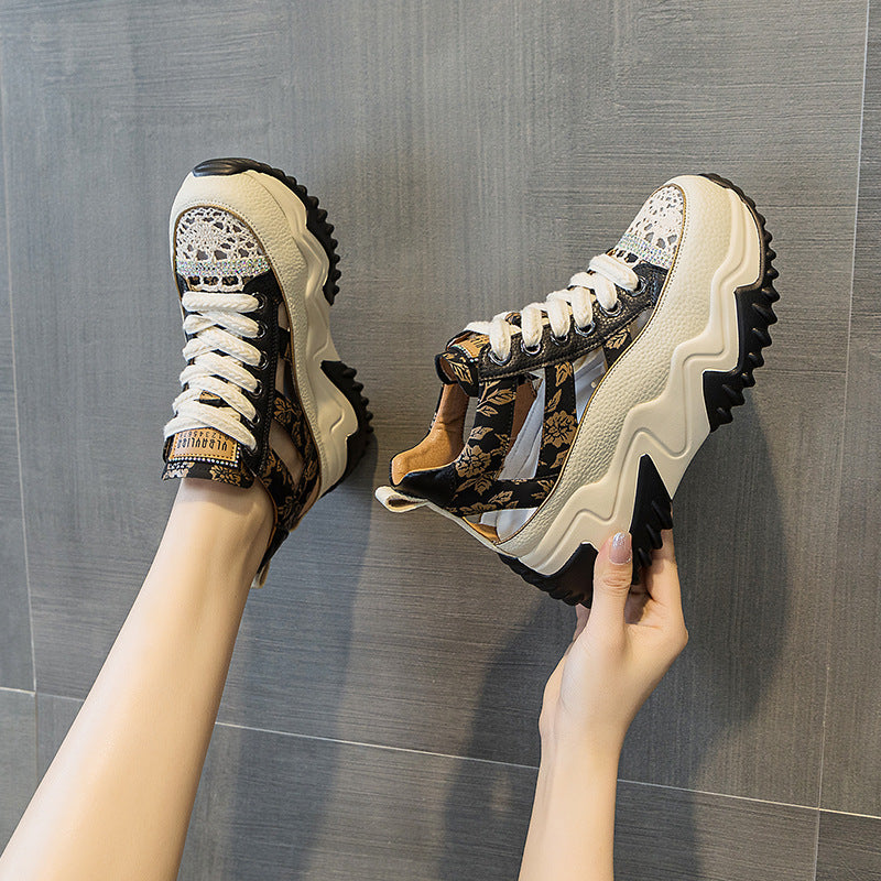 Women's Small Dad Retro Lightweight Height Increasing Casual Shoes