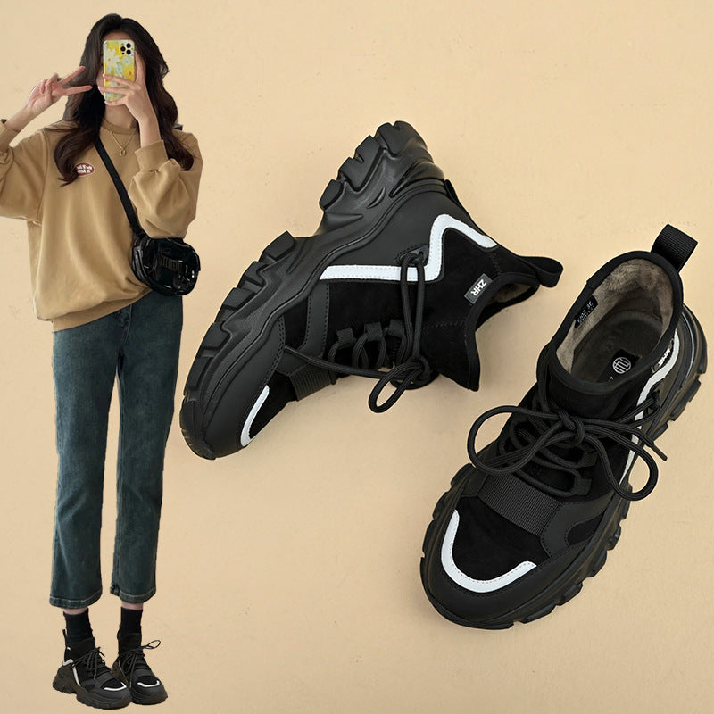 Women's Warm Platform Dad Winter Fleece-lined Bag Women's Sports Shoes