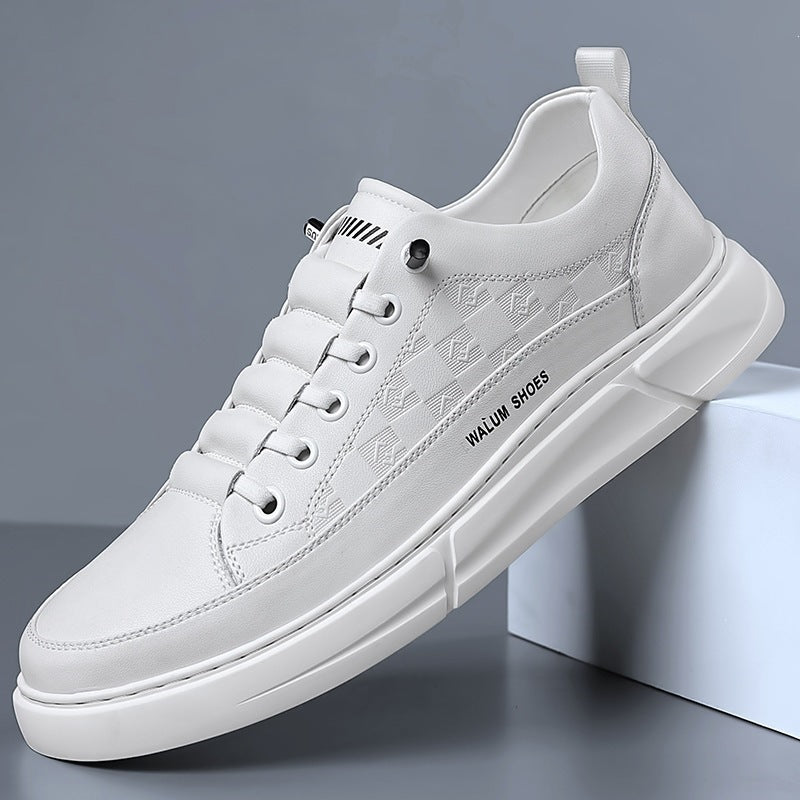 Men's Manual Stitching Breathable White Board Leather Shoes