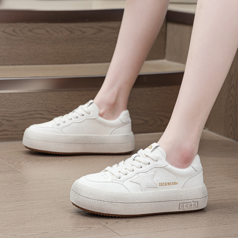 Women's Genuine Platform White Spring Distressed Color Casual Shoes