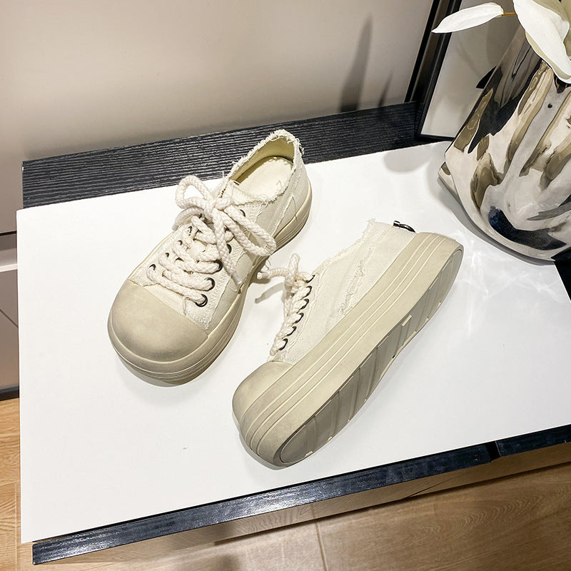 Sole Height Increasing Mickey Denim Couple Sports Sneakers