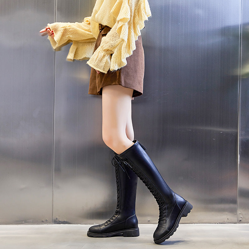 Women's Style Knight Chunky Platform Real With Boots