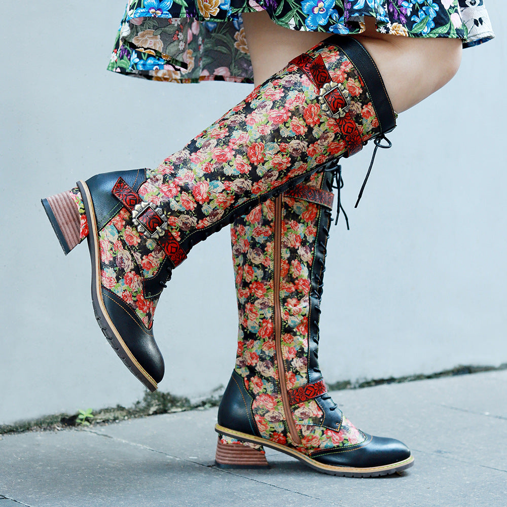 Handmade Genuine Brush Color Retro Idyllic Boots
