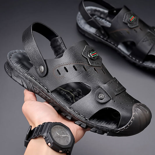 Men's Summer Genuine Closed Toe Trendy Beach Sandals