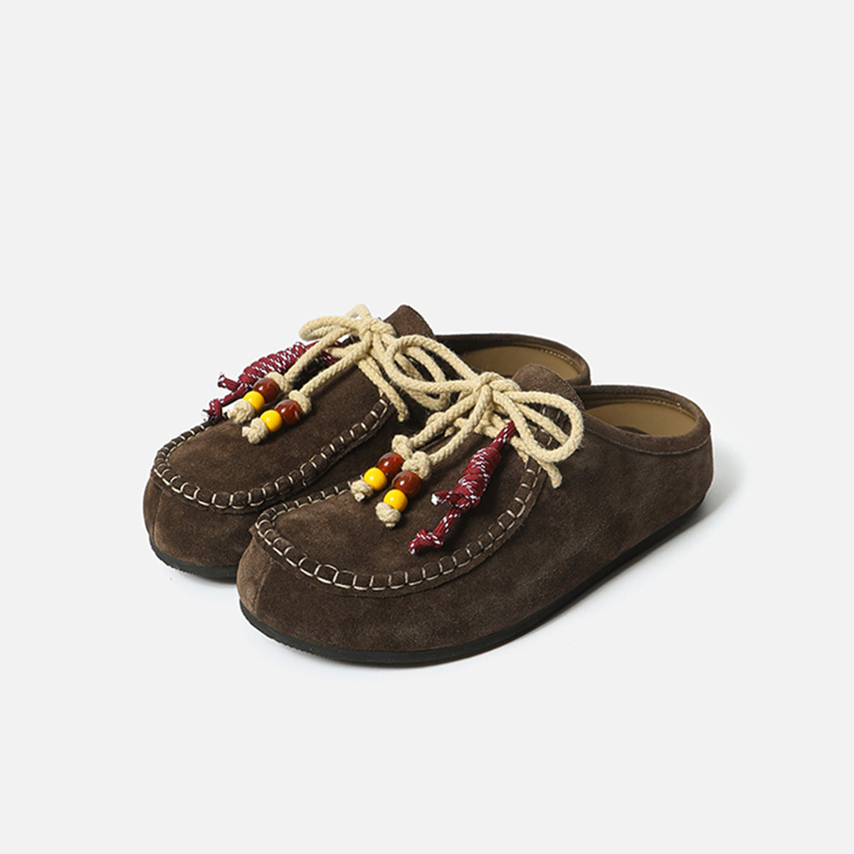 Lanyard Beaded Round Toe Thick Bottom Sandals