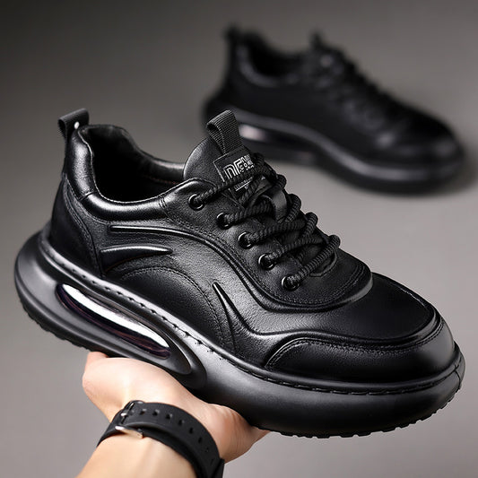 Men's Tide Top Layer Cowhide Sports Platform Sneakers