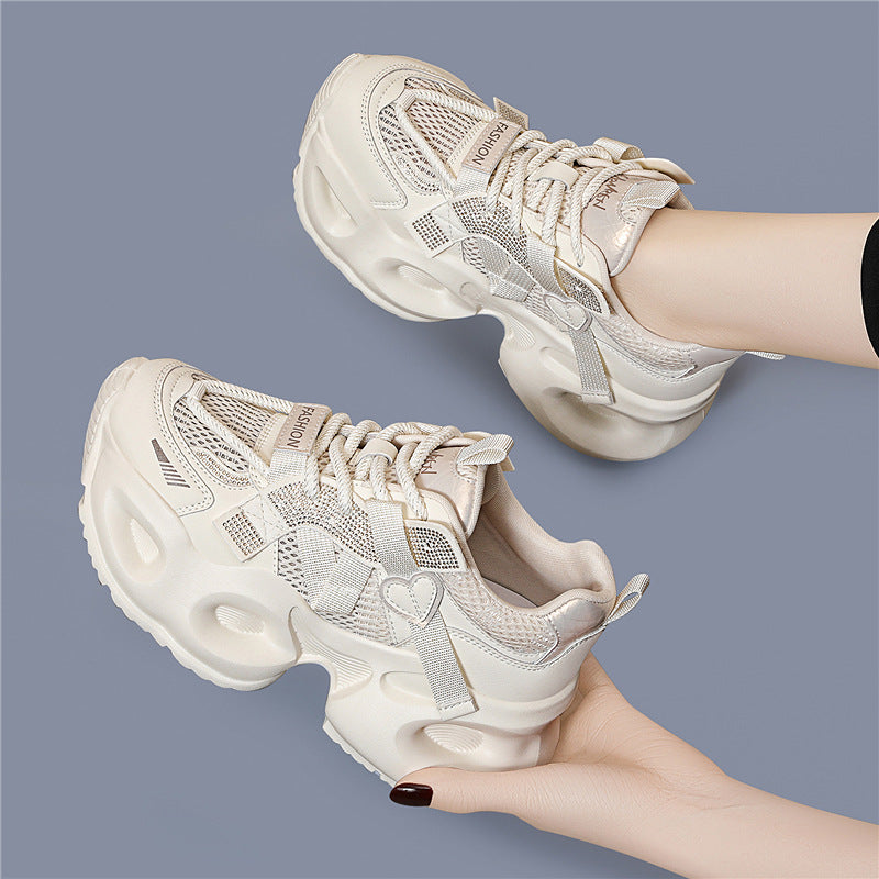 Women's Dad Mesh Breathable Sports Thick-soled White Casual Shoes
