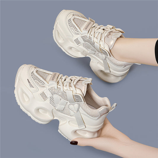 Women's Dad Mesh Breathable Sports Thick-soled White Casual Shoes