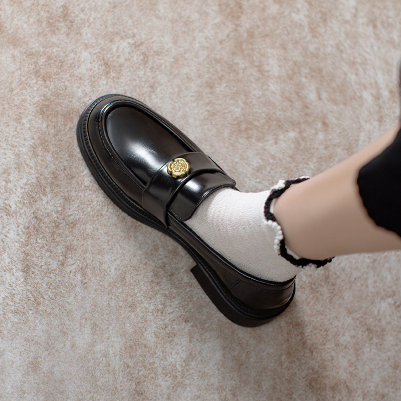 Grape Mom Expensive Camellia Gold Buckle Loafers