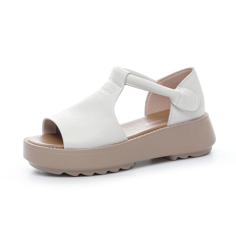 Women's Cowhide Mother Soft Surface Bottom Comfortable Summer Sandals