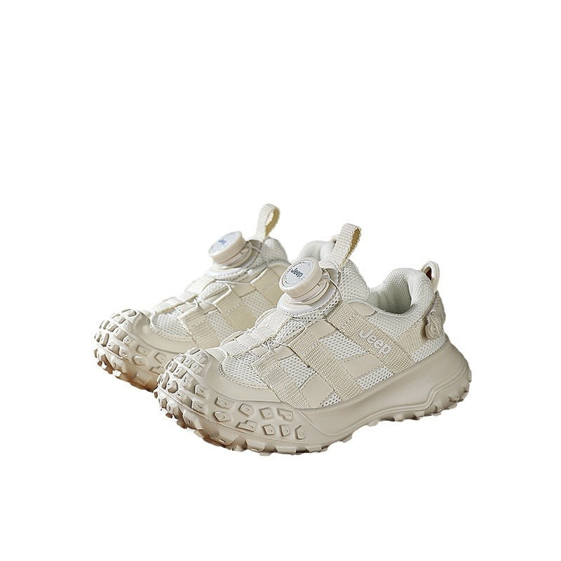 Children's Autumn Mesh Surface Dad Spin Button Kid's Sneakers