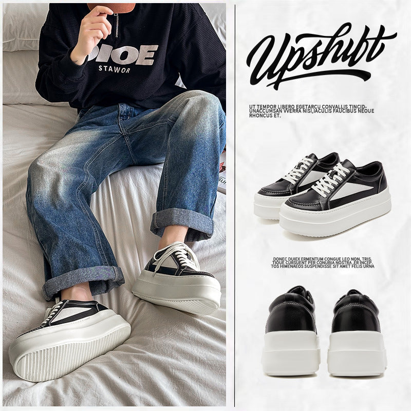 Male Black White Simple Fashion Versatile High-grade Men's Board Shoes