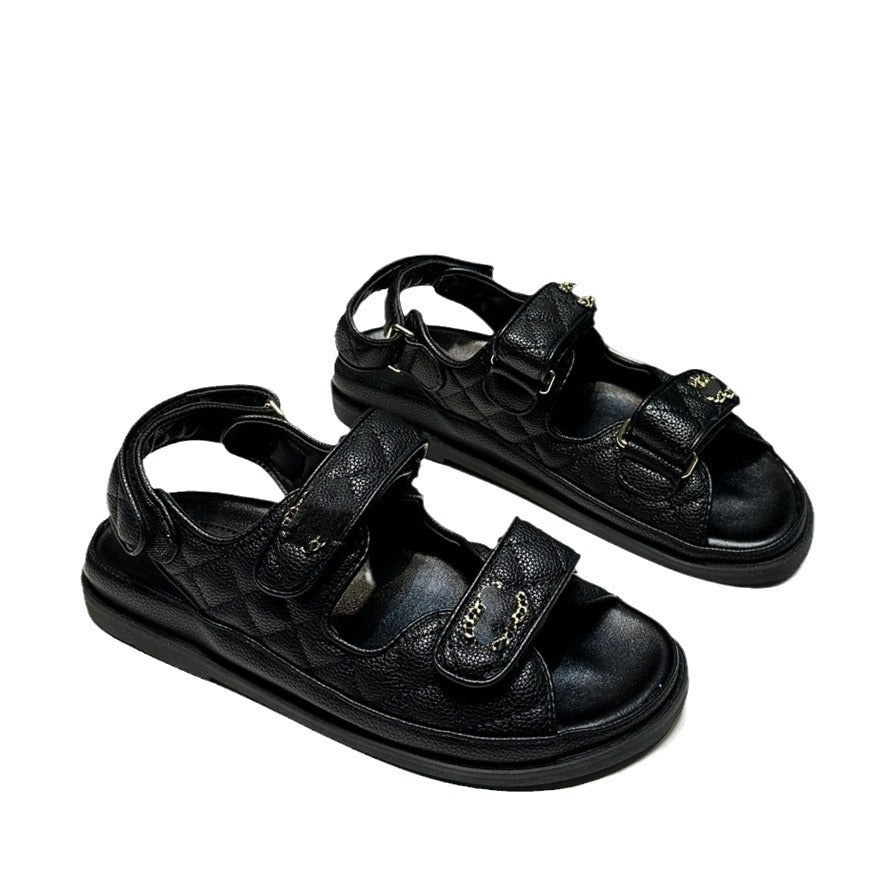 Women's Style Correct Logo Velcro Platform Retro Gel Beach Sandals
