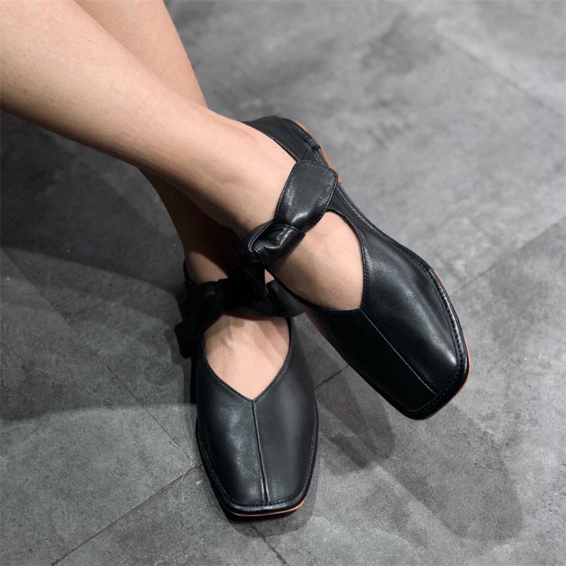 Women's Spanish Niche Pumps Ballet Square Toe Granny French Vintage Casual Shoes