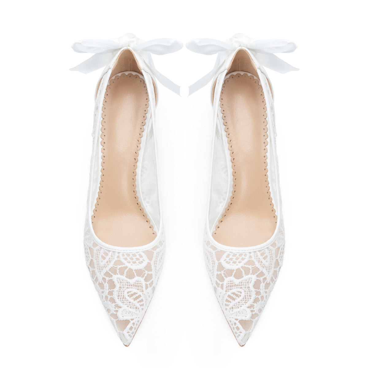Milk Silk Hollow Wedding Pointed Stiletto Bridal Heels