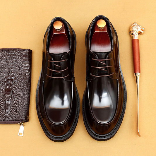 Men's British Business Formal Wear Genuine Big Leather Shoes