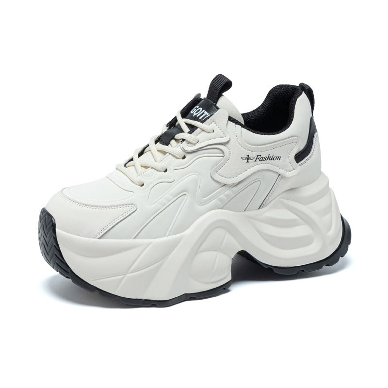 Women's Spring Small Wedge Platform Height Increasing Insole Show Feet Fashion Sneakers