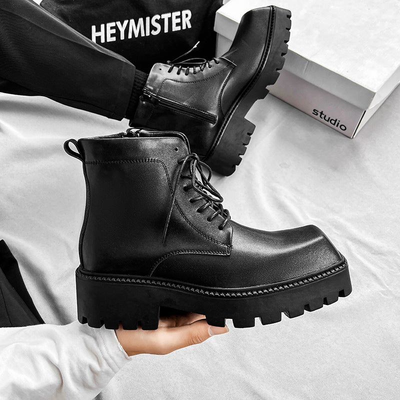 Men's Personality Square Toe Martin Trendy Side Boots