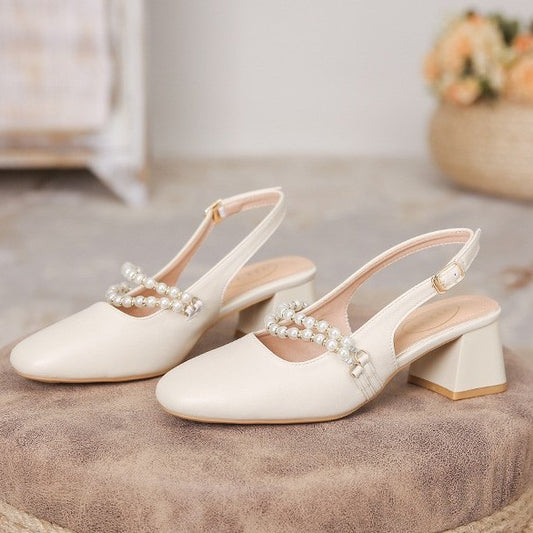 Women's Genuine Office Outer Wear Closed Back Heels