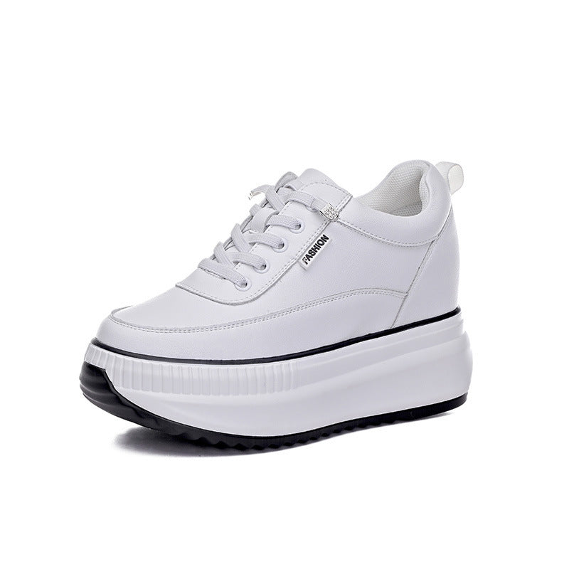 Women's Small Height Increasing Insole Four White Pumps Fleece Women's Casual Shoes