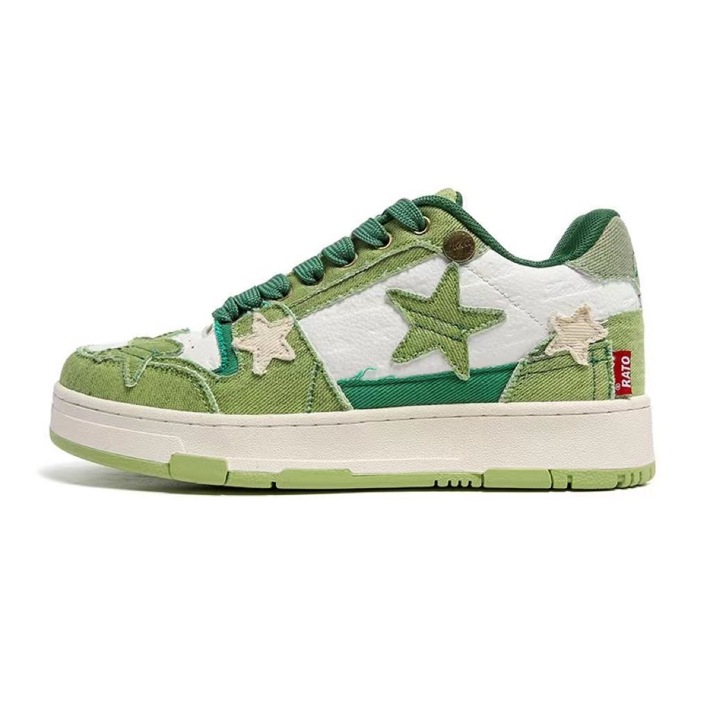 Women's & Men's Fashion Joint Burger Star Platform Low-cut Sneakers