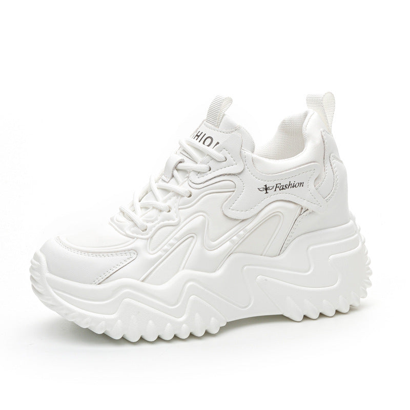 Women's Height Increasing Insole Dad Small Platform Mesh Surface White Men's Shoes