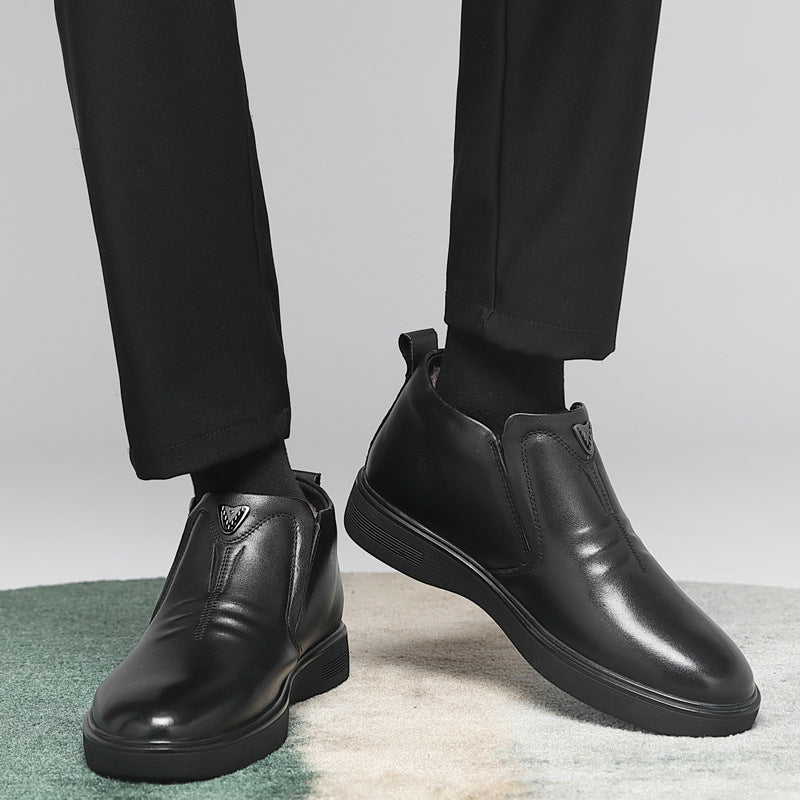 Men's Layer Cowhide Thick Real Wool Winter Men's Shoes